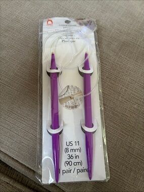 Loops & Threads Purple Circular Knitting Needles US 11 (8mm) 36in Pair